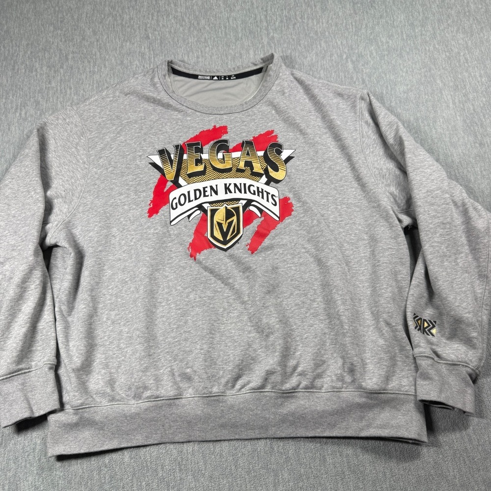 Adidas Sweatshirt Mens 2XL Gray Vegas Golden Knights NHL‎ Hockey Fleece Pullover